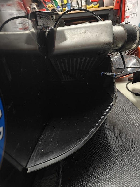 Side pod aero being fitted under neath the intercooler