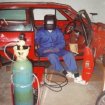 Me (in 1998) taking a break during welding strengthening plates to the front footwells